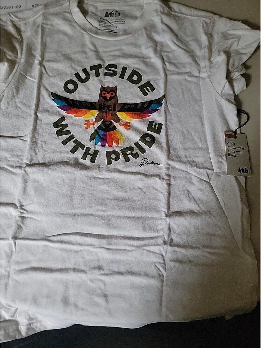 REI Co-op Outside With Pride T-Shirt Unisex Small Dusty White NWT